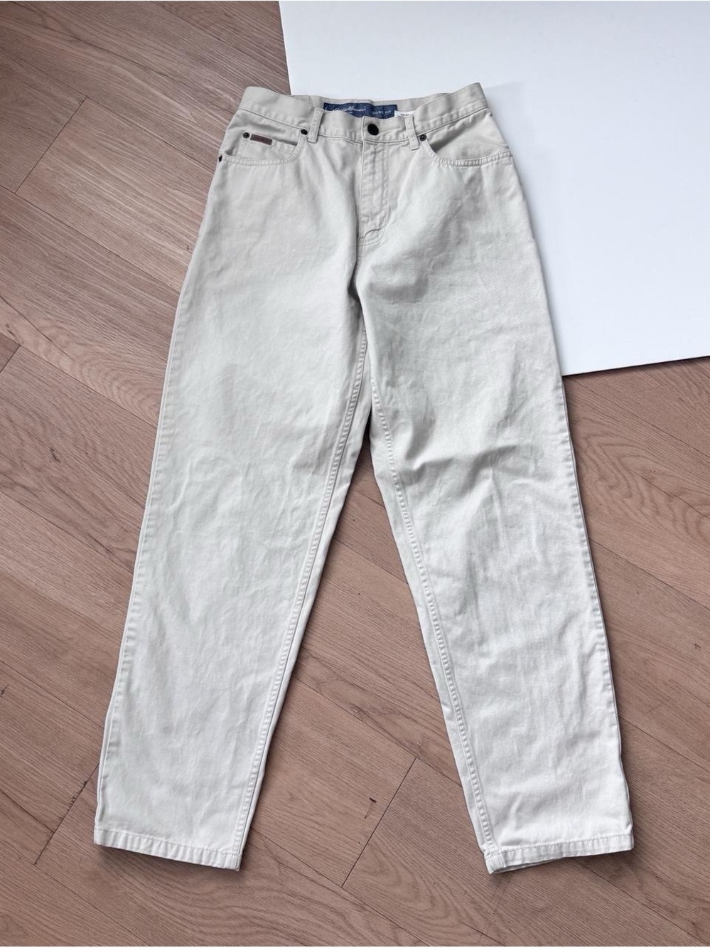 Vintage 90s Eddie Bauer Tan Khaki Jeans Loose Fit 28 High Waisted
